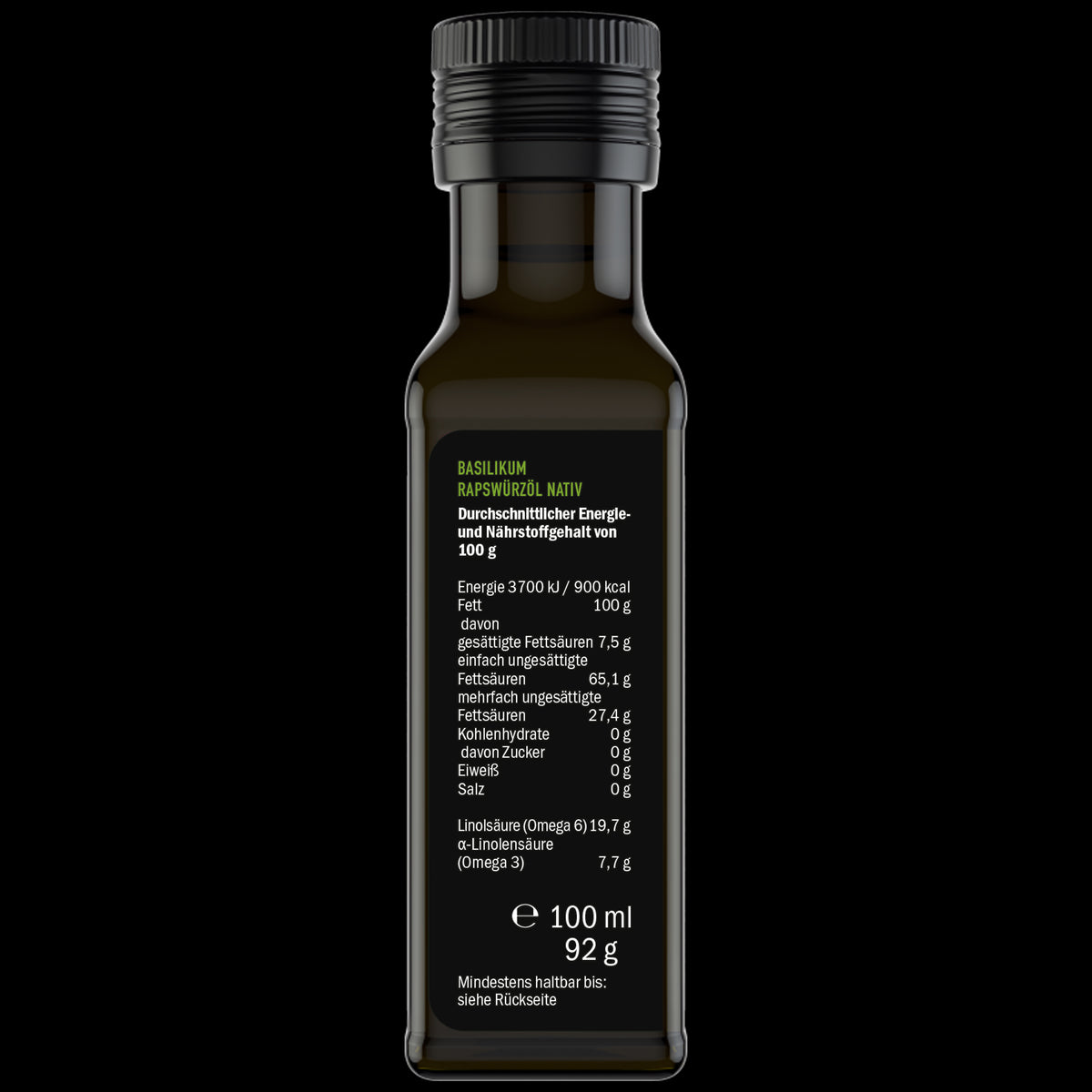 SELECT Hannover Basilikum-Elixier Würzöl, Flasche von rechts