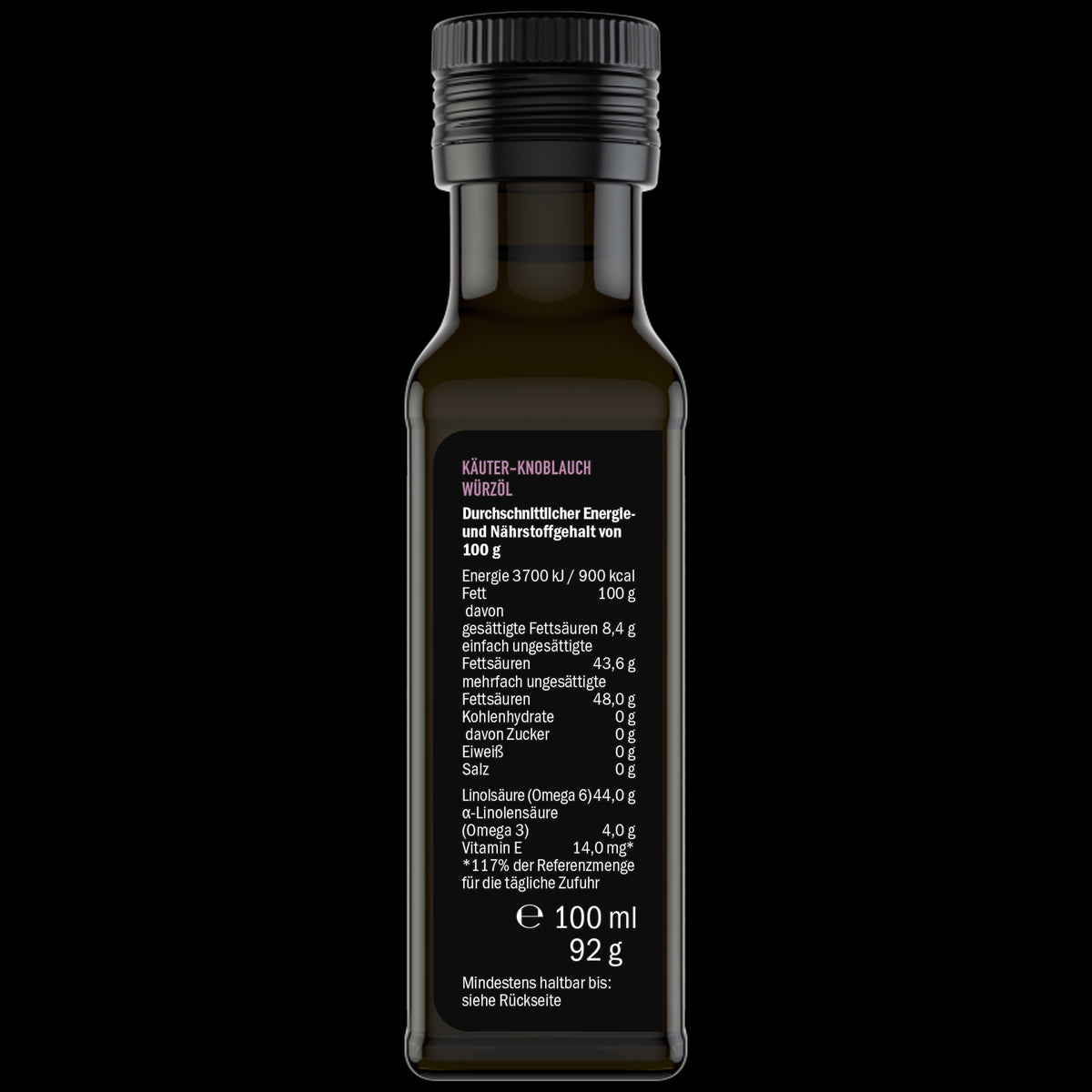 SELECT Hannover Kräuter-Knoblauch-Garten Würzöl, Flasche von rechts