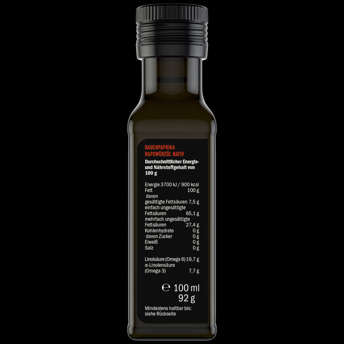 SELECT Hannover Räucherwerk Paprika Würzöl, Flasche von rechts