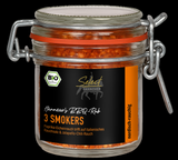 SELECT Hannover BBQ Rauch-Rub 3 Smokers im Bügelglas, grobe Gewürzmischung sichtbar, 100 g